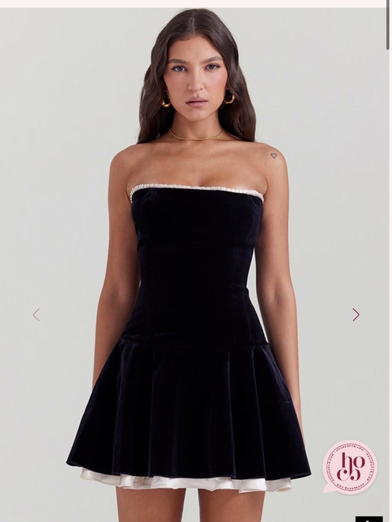 House of CB MARILLA Black Velvet Strapless Dress - Picture 5 of 6